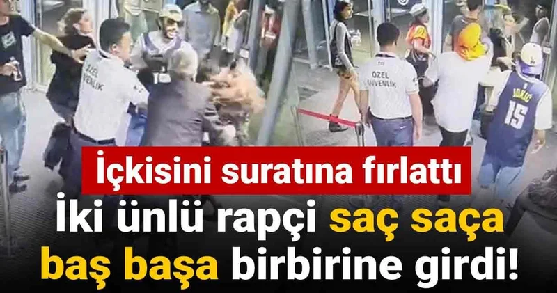 İki ünlü rapçi saç saça baş başa birbirine girdi! İçkisini suratına fırlattı