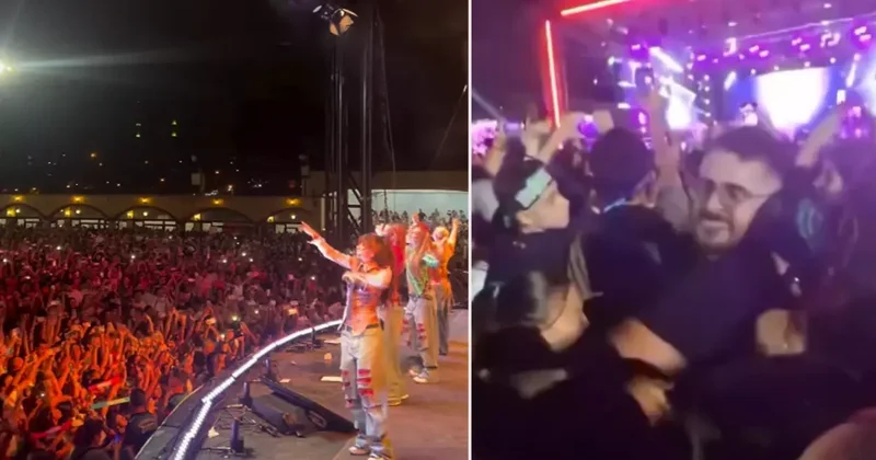 Manifest konserinde istenmeyen görüntü! Tokat anı kamerada