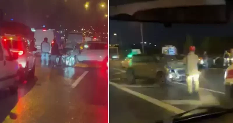 Eyüpsultan TEM Otoyolu nda 17 aracın karıştığı zincirleme kaza