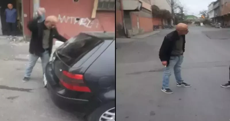 Gaziosmanpaşa da esnafa küfür edip otomobillere taşla saldırdı