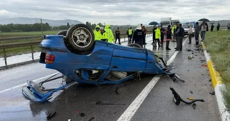 Karşı şeride geçen otomobil kaza yaptı: 1 ölü, 4 yaralı