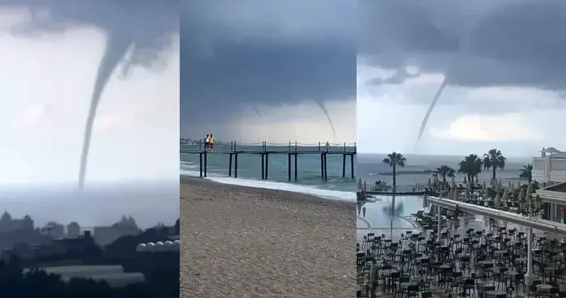 Antalya da denizde oluşan hortumlar kamerada