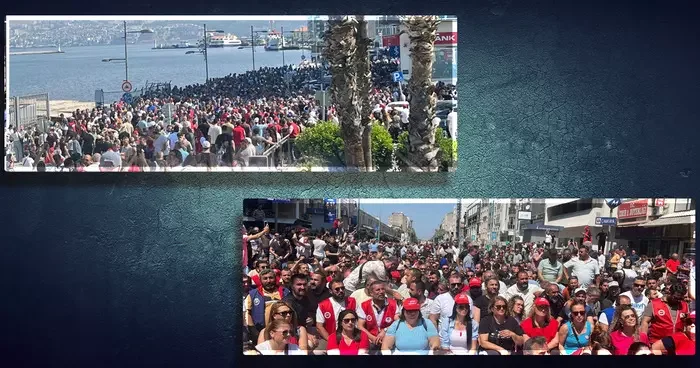 İzmir de 23 bin işçi grevde! Gündoğdu meydanına yürüdüler...