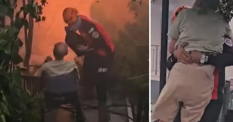 İzmir deki yangından duygu dolu görüntüler: Mahsur kalanları ekipler böyle kurtardı
