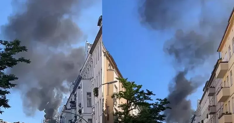 Berlin de inşaat halindeki binada yangın çıktı
