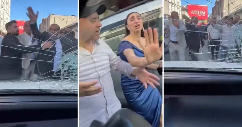 Düğün konvoyunun ortasında kalan karı koca dehşeti yaşadı