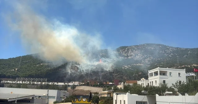 Bodrum da maki yangınında alevler onmana sıçradı; AVM tahliye edildi (2) Muğla Haberleri