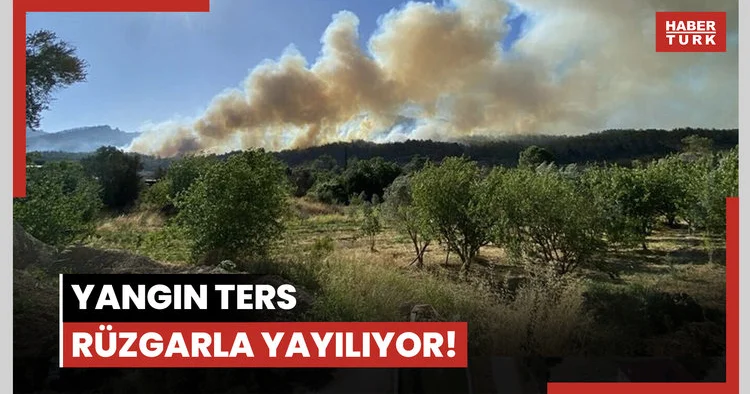 Yangın ters rüzgarla yayılıyor! Canlı yayında alevler şiddetlendi