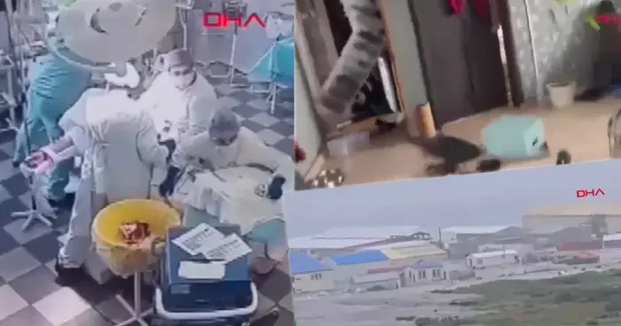 8,8 lik deprem anı kamerada! Dev dalgalar kıyıya vurdu, doktorlar ameliyatta yakalandı