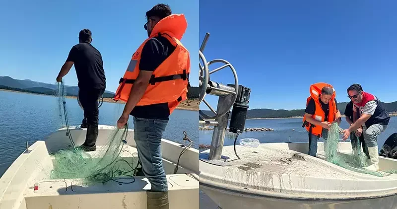 Gölde 2,5 kilometre uzunluğunda ağ yakalandı