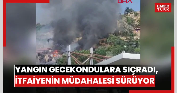 Ağaçlık alanda çıkan yangın gecekondulara sıçradı, itfaiyenin müdahalesi sürüyor