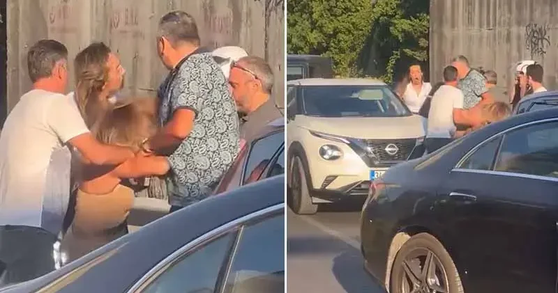 Şişli de kadın sürücülerin trafikteki yol verme kavgasını erkekler ayırdı