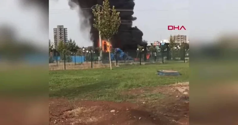Diyarbakır da çocuk parkı alev alev yandı!