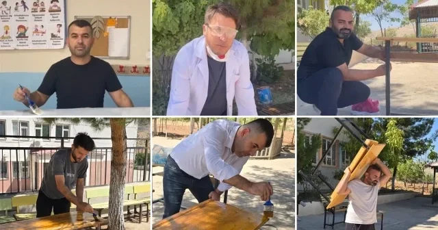 Siirt te müdür ve öğretmenler okul için kolları sıvadı veliler de yardıma geldi Gündem Haberleri