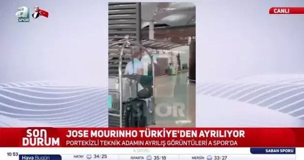 Jose Mourinho Türkiye den ayrıldı! İşte o görüntüler