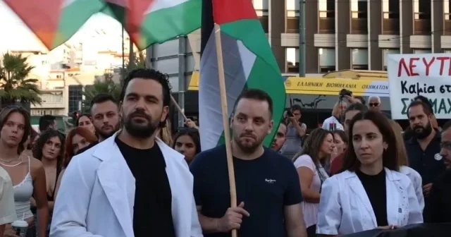Atina da sağlıkçılardan Gazzeli meslektaşlarına destek VİDEO İZLE