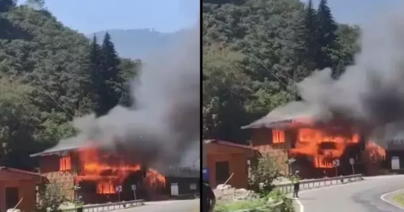 Giresun da sosyal tesislerde yangın; restoran ile kafe yandı
