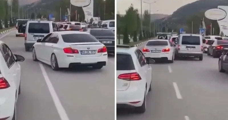 Tek derdi konvoyda öne geçmek! Yaptığı hareket ise akılalmaz
