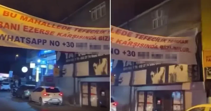 Mahalleyi karıştıran pankart! Telefon kodu dikkatlerden kaçmadı