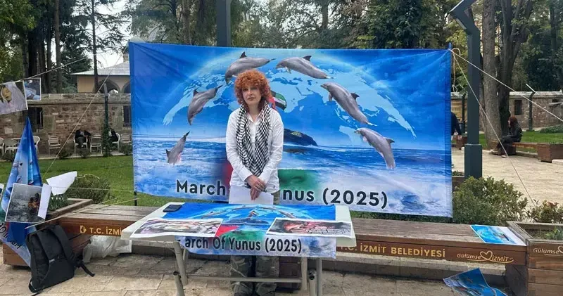 Gazze ye destek için İstanbul’dan Kudüs’e başlattığı yürüyüşte Kocaeli’ye ulaştı