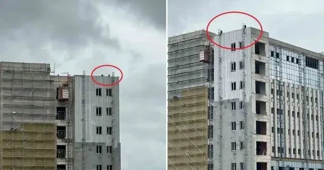 Samsun’da hastane inşaatında işçi eylemi: Paralarını alamayınca çatıya çıktılar Samsun Haberleri