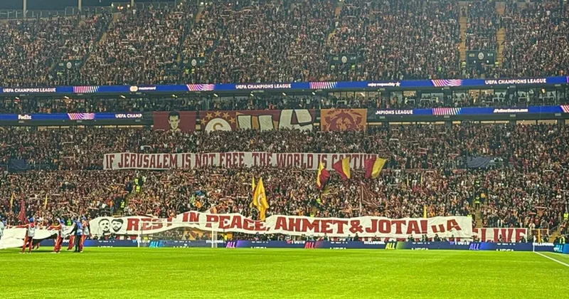 Galatasaray tribünleri, Diogo Jota ve Ahmet Çalık ı andı! İşte o pankart...