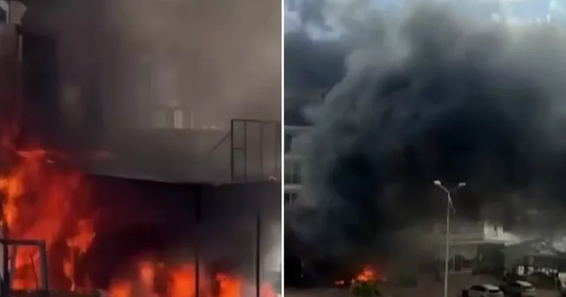 İnşaat malzemeleri satan iş yerinde yangın
