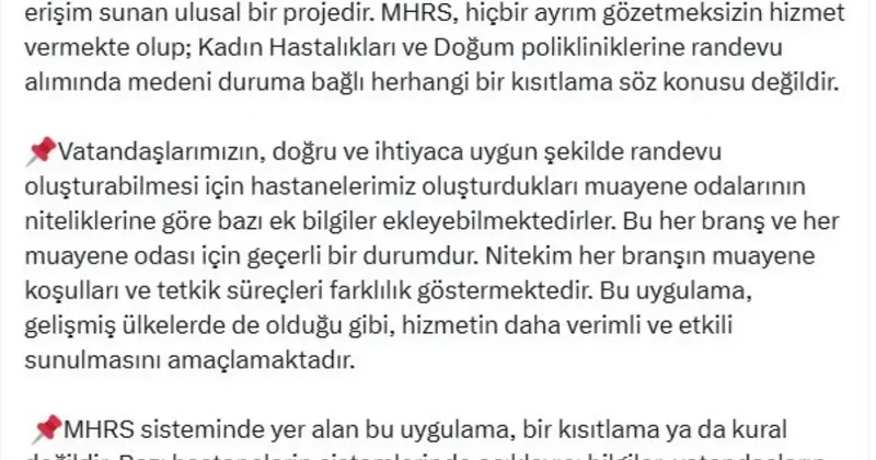 Kadınlarla ilgili jinekoloji randevusu iddiasına bakanlıktan yalanlama
