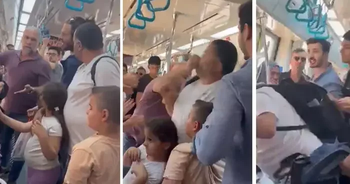 Marmaray’da çocuklarının yanında babaya yumruk... Burnu kırıldı, o anlar kameraya yansıdı