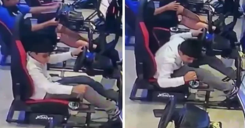 Oyuna kendini fazla kaptırınca, vites kolunu kırdı
